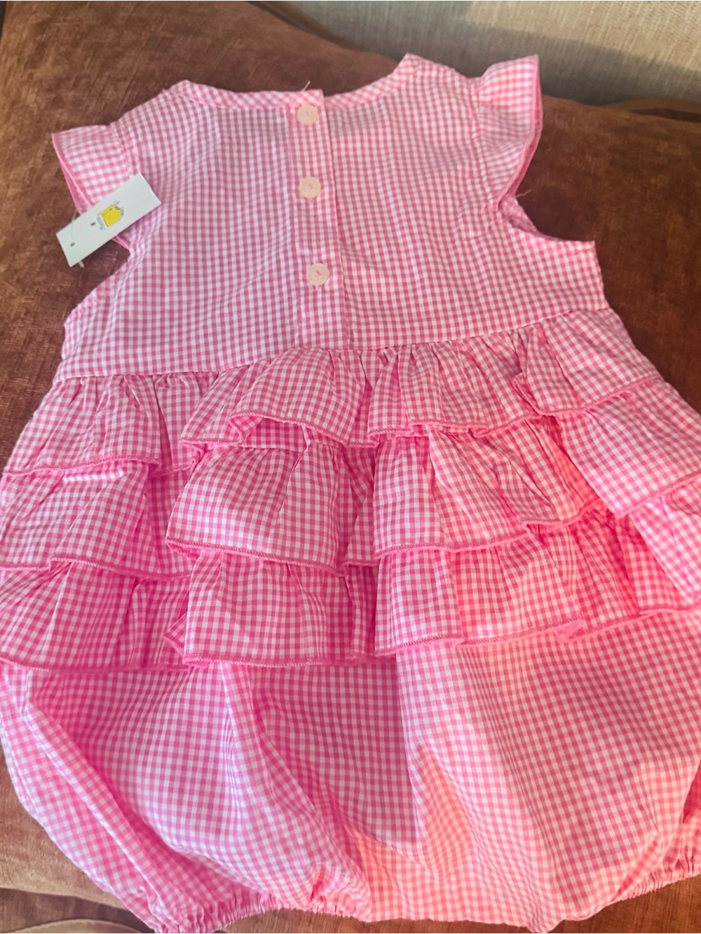 Masters Pink Gingham Ruffle One-Piece